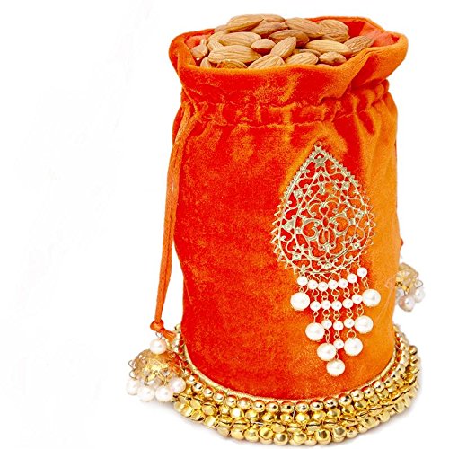 Ghasitaram Gifts Gifts Dryfruits - Big Orange Almond Potli von Ghasitaram Gifts