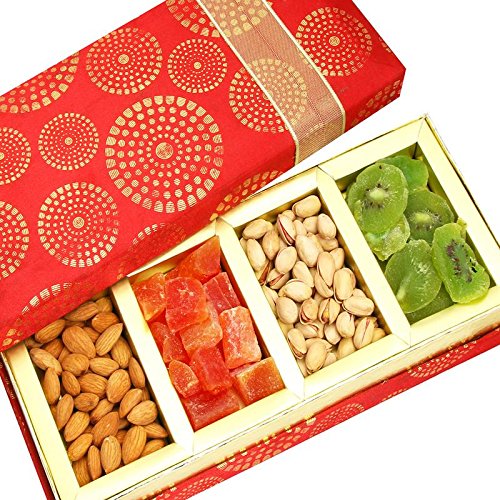 Ghasitaram Gifts Gifts Dryfruits - Satin 4 Part Almonds, Pistachios, Kiwi and Papaya Box von Ghasitaram Gifts