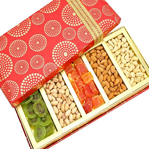 Ghasitaram Gifts Gifts Dryfruits - Satin 5 Part Assorted Dryfruit Box von Ghasitaram Gifts