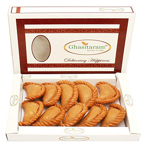 Ghasitaram Gifts Holi Sweets, Holi Gifts, Holi Hamper Dry Sweet Wheat Gujiya 300 GMS von Ghasitaram Gifts