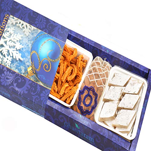 Ghasitaram Gifts Indian Sweets - Diwali Gifts Diwali Hamper Sweet Hampers - Kaju Katli, SOYA Sticks and Almonds Pouch Hamper von Ghasitaram Gifts