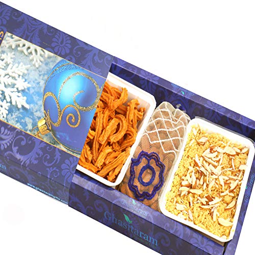 Ghasitaram Gifts Indian Sweets - Diwali Gifts Diwali Hamper Sweet Hampers - Soan Papdi, SOYA Sticks and Almonds Pouch Hamper von Ghasitaram Gifts