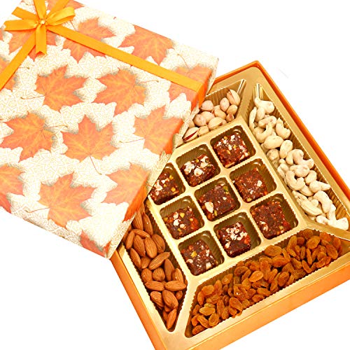 Ghasitaram Gifts Indian Sweets Diwali Gifts - Diwali Hampers Orange Print Dryfruits and 9 pcs Sugarfree Figs and Dates Bites von Ghasitaram Gifts
