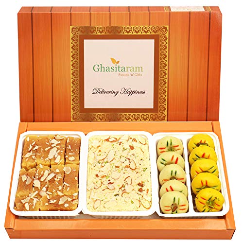 Ghasitaram Gifts Indian Sweets - Diwali Gifts Diwali Sweet - Soan Papdi, Mawa Peda and Mysore Pak Ghasitaram Gifts Indian Sweets - Diwali Gifts Diwali Sweet - Soan Papdi, Mawa Peda and Mysore Pak von Ghasitaram Gifts