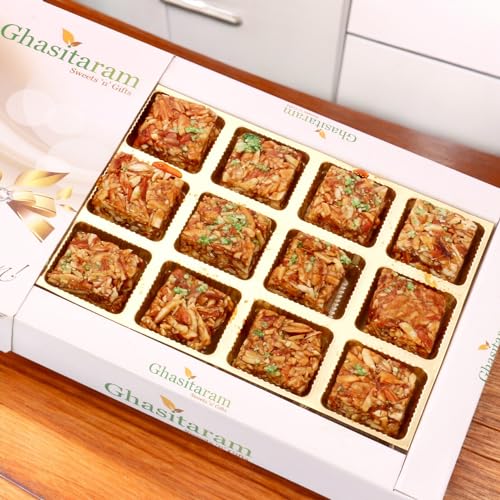 Ghasitaram Gifts Indian Sweets - Diwali Gifts Diwali Sweets - Roasted Almond Delight 12 pcs von Ghasitaram Gifts
