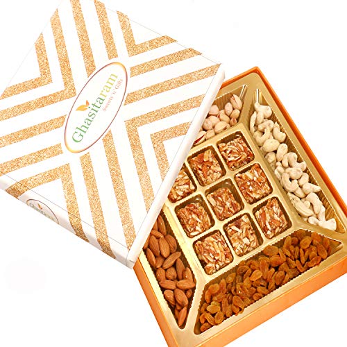 Ghasitaram Gifts Indian Sweets - Mithai Hampers - Ghasitaram Special Dryfruits and 9 pcs Roasted Almond Bites Box Ghasitaram Gifts Indian Sweets - Mithai Hampers - Ghasitaram Special Dryfruits and 9 pcs Roasted Almond Bites Box von Ghasitaram Gifts
