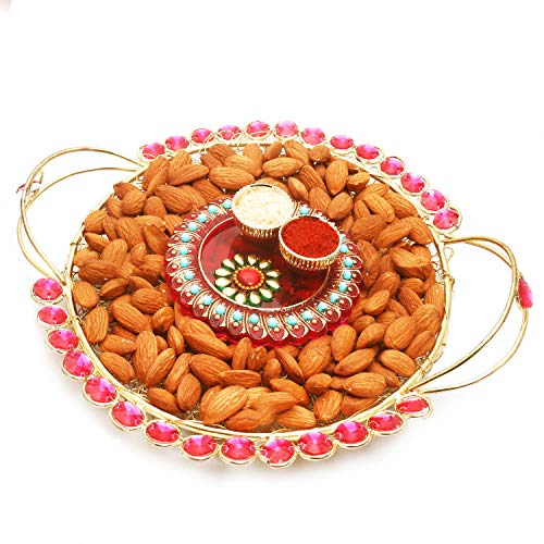Ghasitaram Gifts Mother's Day Gifts - Hamper Golden Mesh Almond Tray with Mini Pooja Thali Ghasitaram Gifts Mother's Day Gifts - Hamper Golden Mesh Almond Tray with Mini Pooja Thali von Ghasitaram Gifts