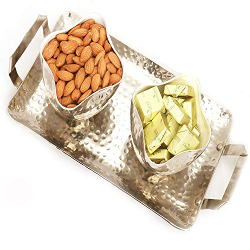Ghasitaram Gifts Mother's Day Gifts - Hampers- Silver Aluminium Chocolate and Almonds Tray von Ghasitaram Gifts