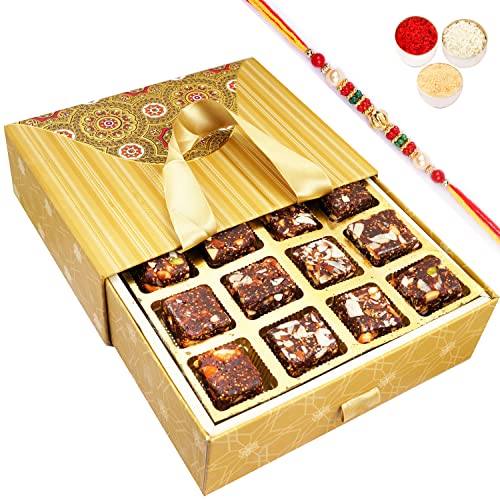 Ghasitaram Gifts Rakhi Gifts for Brothers Bag Box with Sugarfree Bites with Beads Rakhi von Ghasitaram Gifts