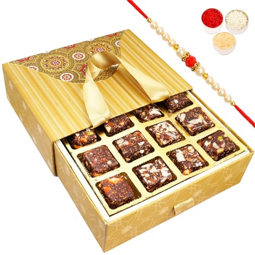 Ghasitaram Gifts Rakhi Gifts for Brothers Bag Box with Sugarfree Bites with Beads Rakhi von Ghasitaram Gifts