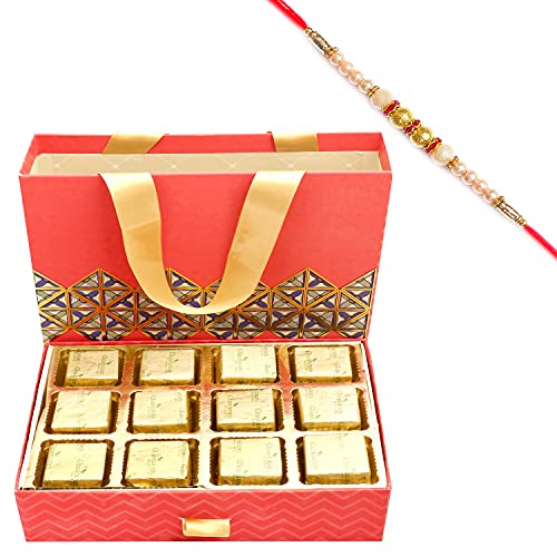 Ghasitaram Gifts Rakhi Gifts for Brothers Rakhi Chocolate 2 Part 12 Pcs Chocolate Bag Box with Pearl Rakhi Ghasitaram Gifts Rakhi Gifts for Brothers Rakhi Chocolate 2 Part 12 Pcs Chocolate Bag Box with Pearl Rakhi von Ghasitaram Gifts