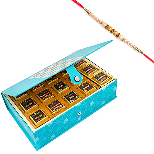 Ghasitaram Gifts Rakhi Gifts for Brothers Rakhi Chocolate Blue Rectangular Box of Assorted Chocolates 15 pcs with Pearl Rakhi Ghasitaram Gifts Rakhi Gifts for Brothers Rakhi Chocolate Blue Rectangular Box of Assorted Chocolates 15 pcs with Pearl Rakhi von Ghasitaram Gifts