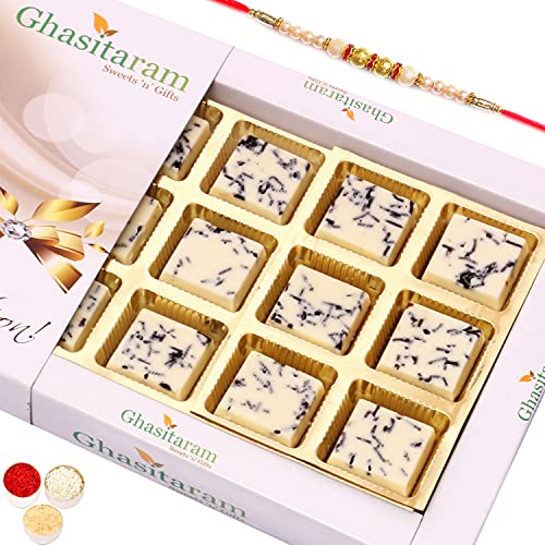 Ghasitaram Gifts Rakhi Gifts for Brothers Rakhi Chocolate Choco Vermicilli Chocolate Box (12 pcs) with Pearl Rakhi von Ghasitaram Gifts