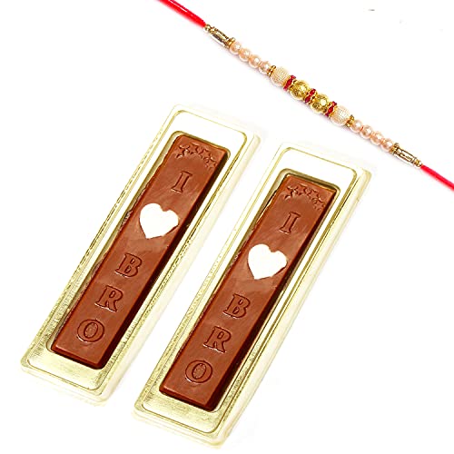 Ghasitaram Gifts Rakhi Gifts for Brothers Rakhi Chocolate I Love Bro Chocolates with Pearl Rakhi von Ghasitaram Gifts