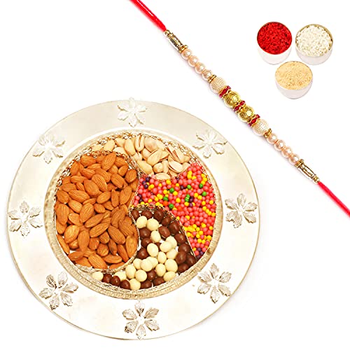 Ghasitaram Gifts Rakhi Gifts for Brothers Rakhi Chocolate Om Thali with Almonds, Pistachios, Nutties, Rice Crunchies with Pearl Rakhi Ghasitaram Gifts Rakhi Gifts for Brothers Rakhi Chocolate Om Thali with Almonds, Pistachios, Nutties, Rice Crunchies with Pearl Rakhi von Ghasitaram Gifts