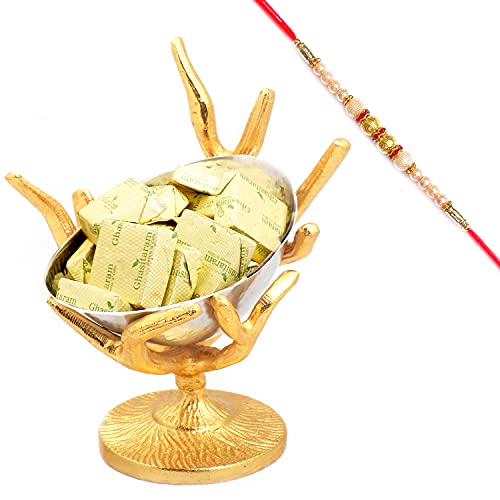 Ghasitaram Gifts Rakhi Gifts for Brothers Rakhi Chocolate Silver Designer Tree Chocolate Bowl with Pearl Rakhi Ghasitaram Gifts Rakhi Gifts for Brothers Rakhi Chocolate Silver Designer Tree Chocolate Bowl with Pearl Rakhi von Ghasitaram Gifts