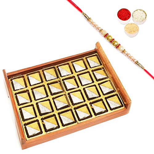 Ghasitaram Gifts Rakhi Gifts for Brothers Rakhi Chocolate Wooden Sheen Chocolates Serving Tray with Pearl Rakhi Ghasitaram Gifts Rakhi Gifts for Brothers Rakhi Chocolate Wooden Sheen Chocolates Serving Tray with Pearl Rakhi von Ghasitaram Gifts