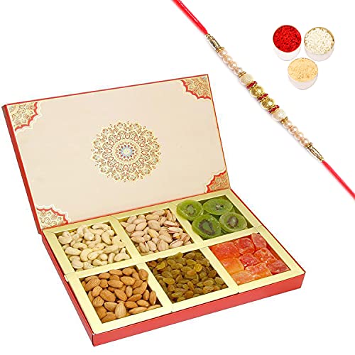 Ghasitaram Gifts Rakhi Gifts for Brothers Rakhi Dryfruits - Fusion 6 Part Assorted Dryfruit Box with Pearl Rakhi Ghasitaram Gifts Rakhi Gifts for Brothers Rakhi Dryfruits - Fusion 6 Part Assorted Dryfruit Box with Pearl Rakhi von Ghasitaram Gifts