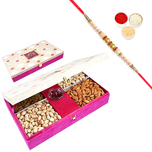 Ghasitaram Gifts Rakhi Gifts for Brothers Rakhi Dryfruits Rangoli Box of 4 Dryfruits with Pearl Rakhi Ghasitaram Gifts Rakhi Gifts for Brothers Rakhi Dryfruits Rangoli Box of 4 Dryfruits with Pearl Rakhi von Ghasitaram Gifts