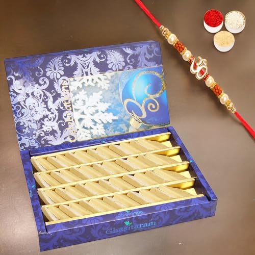 Ghasitaram Gifts Rakhi Gifts for Brothers - Rakhi Gifts Sweets-Ghasitarams Pure Kaju Katlis Box 800 GMS with Om Rakhi Ghasitaram Gifts Rakhi Gifts for Brothers - Rakhi Gifts Sweets-Ghasitarams Pure Kaju Katlis Box 800 GMS with Om Rakhi von Ghasitaram Gifts
