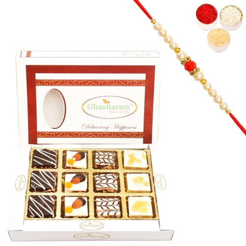Ghasitaram Gifts Rakhi Gifts for Brothers Rakhi Sweets - Assorted Chocolate Dryfruit Delight Sweets 12 pcs with Beads Rakhi Ghasitaram Gifts Rakhi Gifts for Brothers Rakhi Sweets - Assorted Chocolate Dryfruit Delight Sweets 12 pcs with Beads Rakhi von Ghasitaram Gifts