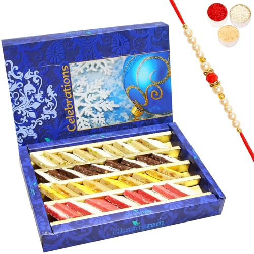 Ghasitaram Gifts Rakhi Gifts for Brothers Rakhi Sweets - Assorted Irish Kaju Katlis 800 GMS with Beads Rakhi Ghasitaram Gifts Rakhi Gifts for Brothers Rakhi Sweets - Assorted Irish Kaju Katlis 800 GMS with Beads Rakhi von Ghasitaram Gifts