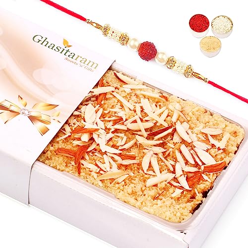 Ghasitaram Gifts Rakhi Gifts for Brothers Rakhi Sweets - Delicious Milk Cake with Beads Rakhi Ghasitaram Gifts Rakhi Gifts for Brothers Rakhi Sweets - Delicious Milk Cake with Beads Rakhi von Ghasitaram Gifts