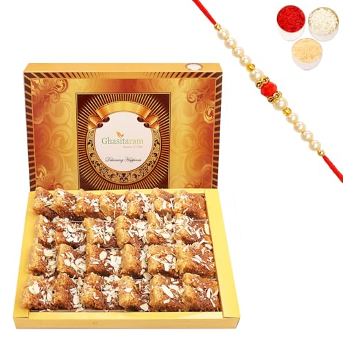 Ghasitaram Gifts Rakhi Gifts for Brothers Rakhi Sweets - Milk Cake 800 GMS with Beads Rakhi Ghasitaram Gifts Rakhi Gifts for Brothers Rakhi Sweets - Milk Cake 800 GMS with Beads Rakhi von Ghasitaram Gifts