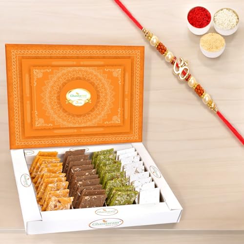 Ghasitaram Gifts Rakhi Gifts for Brothers Rakhi Sweets - Pure Assorted Kaju Katlis 400 GMS with Beads Rakhi Ghasitaram Gifts Rakhi Gifts for Brothers Rakhi Sweets - Pure Assorted Kaju Katlis 400 GMS with Beads Rakhi von Ghasitaram Gifts