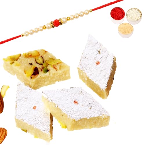 Ghasitaram Gifts Rakhi Gifts for Brothers Rakhi Sweets - Pure BADAM KATLI 800 GMS with Beads Rakhi von Ghasitaram Gifts