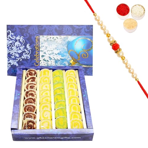 Ghasitaram Gifts Rakhi Gifts for Brothers Rakhi Sweets - Rakhi Gifts Sweets-Ghasitarams Assorted Moons Box 800 GMS with Pearl Beads Rakhi Ghasitaram Gifts Rakhi Gifts for Brothers Rakhi Sweets - Rakhi Gifts Sweets-Ghasitarams Assorted Moons Box 800 GMS with Pearl Beads Rakhi von Ghasitaram Gifts