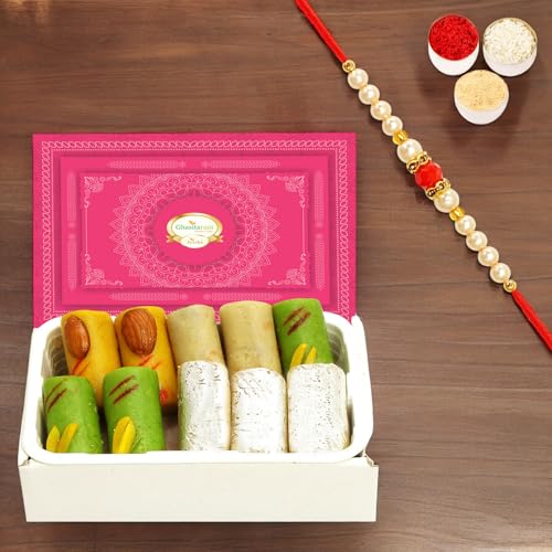 Ghasitaram Gifts Rakhi Gifts for Brothers Rakhi Sweets - Rakhi Gifts Sweets-Ghasitarams Assorted Rolls Box 200 GMS with Beads Rakhi Ghasitaram Gifts Rakhi Gifts for Brothers Rakhi Sweets - Rakhi Gifts Sweets-Ghasitarams Assorted Rolls Box 200 GMS with Beads Rakhi von Ghasitaram Gifts