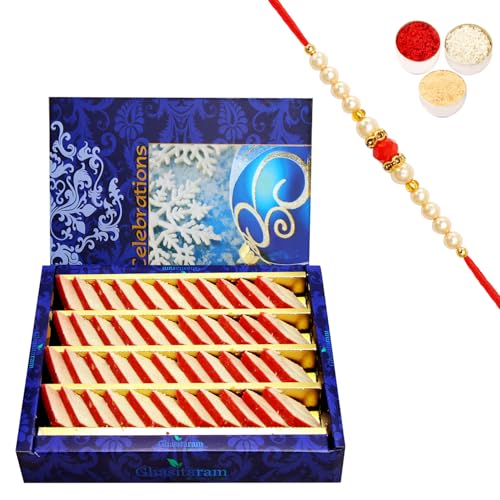Ghasitaram Gifts Rakhi Gifts for Brothers Rakhi Sweets - Rakhi Gifts Sweets-Ghasitarams Irish kaju Katli 800 GMS with Beads Rakhi Ghasitaram Gifts Rakhi Gifts for Brothers Rakhi Sweets - Rakhi Gifts Sweets-Ghasitarams Irish kaju Katli 800 GMS with Beads Rakhi von Ghasitaram Gifts