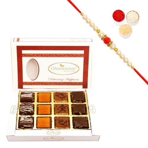 Ghasitaram Gifts Rakhi Gifts for Brothers Rakhi Sweets - Rakhi Special Ghasitaram Sweets Box 12 Pcs with Beads Rakhi Ghasitaram Gifts Rakhi Gifts for Brothers Rakhi Sweets - Rakhi Special Ghasitaram Sweets Box 12 Pcs with Beads Rakhi von Ghasitaram Gifts