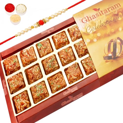 Ghasitaram Gifts Rakhi Gifts for Brothers Rakhi Sweets - Roasted Almond Delight 18 pcs with Beads Rakhi Ghasitaram Gifts Rakhi Gifts for Brothers Rakhi Sweets - Roasted Almond Delight 18 pcs with Beads Rakhi von Ghasitaram Gifts