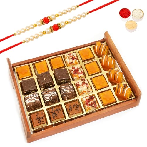 Ghasitaram Gifts Rakhi Gifts for Brothers Rakhi Sweets - Wooden Mango Delight and Rakhi Special Sweets Serving Tray with 2 Beads Rakhi Ghasitaram Gifts Rakhi Gifts for Brothers Rakhi Sweets - Wooden Mango Delight and Rakhi Special Sweets Serving Tray with 2 Beads Rakhi von Ghasitaram Gifts