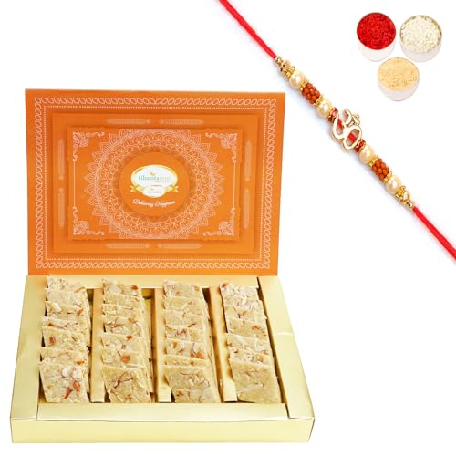 Ghasitaram Gifts Rakhi Gifts for Brothers Sugarfree Pure Kaju Katlis Box 400 GMS with Om Rakhi Ghasitaram Gifts Rakhi Gifts for Brothers Sugarfree Pure Kaju Katlis Box 400 GMS with Om Rakhi von Ghasitaram Gifts