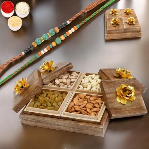 Ghasitaram Gifts Rakhi Gifts for Brothers Wooden 4 Dryfruits Box with 2 Green Beads Rakhis Ghasitaram Gifts Rakhi Gifts for Brothers Wooden 4 Dryfruits Box with 2 Green Beads Rakhis von Ghasitaram Gifts