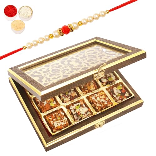Ghasitaram Gifts Rakhi Gifts for Brothers Wooden Lazer 12 pcs Sugarfree Bites Box with Beads Rakhi Ghasitaram Gifts Rakhi Gifts for Brothers Wooden Lazer 12 pcs Sugarfree Bites Box with Beads Rakhi von Ghasitaram Gifts