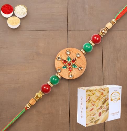 Ghasitaram Gifts Rakhi for Brother Rakhis Online - 2K-263 Premium Rakhi with 200 gms of Soan Papdi von Ghasitaram Gifts