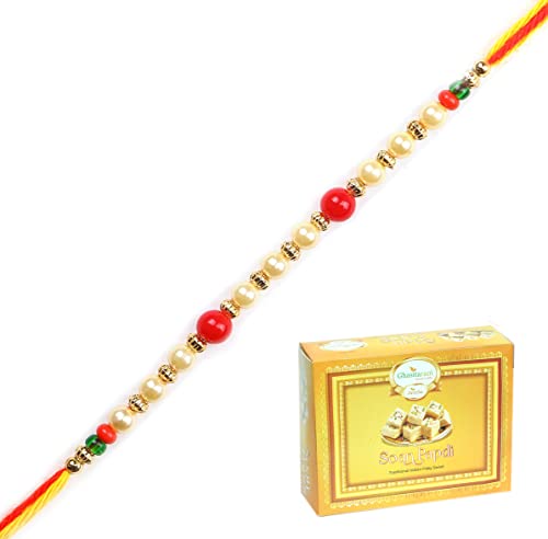 Ghasitaram Gifts Rakhi for Brother Rakhis Online -6047 Pearl Rakhi For my Brother with 400 gms of Soan Papdi Ghasitaram Gifts Rakhi for Brother Rakhis Online -6047 Pearl Rakhi For my Brother with 400 gms of Soan Papdi von Ghasitaram Gifts