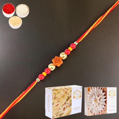 Ghasitaram Gifts Rakhi for Brother Rakhis Online - 6074 Rakhi Thread with 200 GMS of Kaju katli and 200 GMS of Soan Papdi Ghasitaram Gifts Rakhi for Brother Rakhis Online - 6074 Rakhi Thread with 200 GMS of Kaju katli and 200 GMS of Soan Papdi von Ghasitaram Gifts