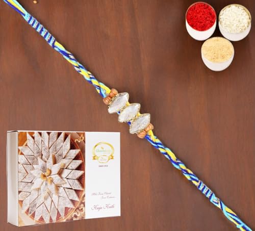 Ghasitaram Gifts Rakhi for Brother Rakhis Online - 6400 Fancy Thread Rakhi with 200 gms of Kaju katli Ghasitaram Gifts Rakhi for Brother Rakhis Online - 6400 Fancy Thread Rakhi with 200 gms of Kaju katli von Ghasitaram Gifts