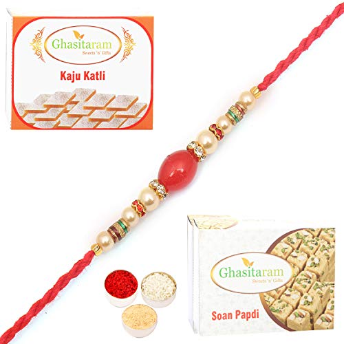 Ghasitaram Gifts Rakhi for Brother Rakhis Online - 6856 Fancy Thread Rakhi with 200 gms of Kaju katli and 200 gms of Soan Papdi Ghasitaram Gifts Rakhi for Brother Rakhis Online - 6856 Fancy Thread Rakhi with 200 gms of Kaju katli and 200 gms of Soan Papdi von Ghasitaram Gifts