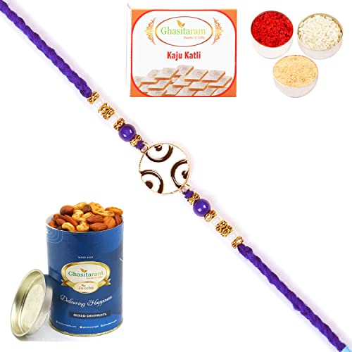 Ghasitaram Gifts Rakhi for Brother Rakhis Online - 8928 Evil Eye Fancy Thread Rakhi with 100 gms of Dryfruits Mix Can 200 gms of Kaju katli Ghasitaram Gifts Rakhi for Brother Rakhis Online - 8928 Evil Eye Fancy Thread Rakhi with 100 gms of Dryfruits Mix Can 200 gms of Kaju katli von Ghasitaram Gifts