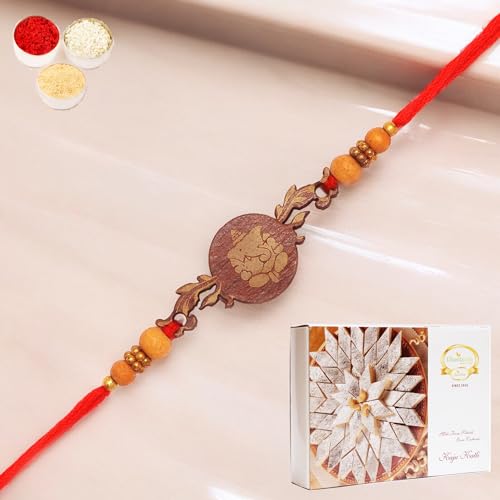 Ghasitaram Gifts Rakhi for Brother Rakhis Online- BW-5414 Wooden Ganesha Rakhi with 200 GMS of Kaju katli Ghasitaram Gifts Rakhi for Brother Rakhis Online- BW-5414 Wooden Ganesha Rakhi with 200 GMS of Kaju katli von Ghasitaram Gifts