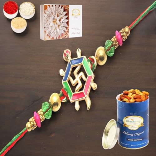 Ghasitaram Gifts Rakhi for Brother Rakhis Online - Blessings of The Divine Power for my Brother Rakhi with 200 gms of Kaju katli with 100 gms of Dryfruits Mix Can 200 gms of Kaju katli Ghasitaram Gifts Rakhi for Brother Rakhis Online - Blessings of The Divine Power for my Brother Rakhi with 200 gms of Kaju katli with 100 gms of Dryfruits Mix Can 200 gms of Kaju katli von Ghasitaram Gifts