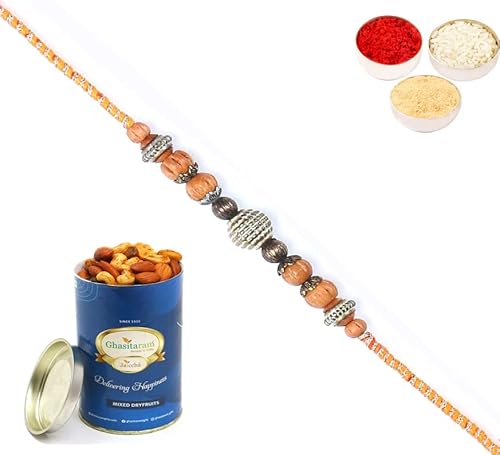 Ghasitaram Gifts Rakhi for Brother Rakhis Online - L-1 Fancy Thread Rakhi with 100 gms of Dryfruits Mix Can Ghasitaram Gifts Rakhi for Brother Rakhis Online - L-1 Fancy Thread Rakhi with 100 gms of Dryfruits Mix Can von Ghasitaram Gifts