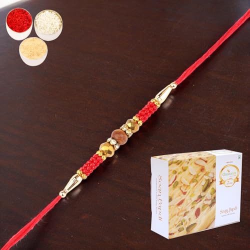 Ghasitaram Gifts Rakhi for Brother Rakhis Online - Nbh-226 Rakhi Thread with 200 gms of Soan Papdi von Ghasitaram Gifts