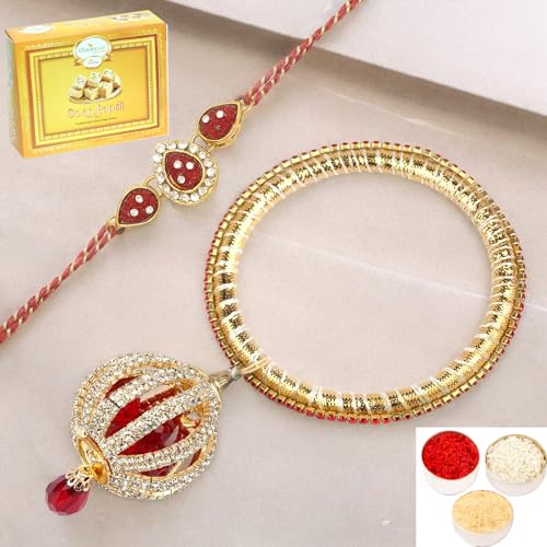 Ghasitaram Gifts Rakhi for Brother Rakhis Online - RM-155 Bhaiya Bhabhi rakhi with 400 gms of Soan Papdi Ghasitaram Gifts Rakhi for Brother Rakhis Online - RM-155 Bhaiya Bhabhi rakhi with 400 gms of Soan Papdi von Ghasitaram Gifts
